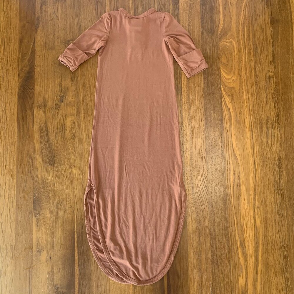 MEBIE BABY 0-3M Brown Infant Knotted Gown 0-3 Bamboo Sleeper Swaddle Nightgown - Picture 9 of 9